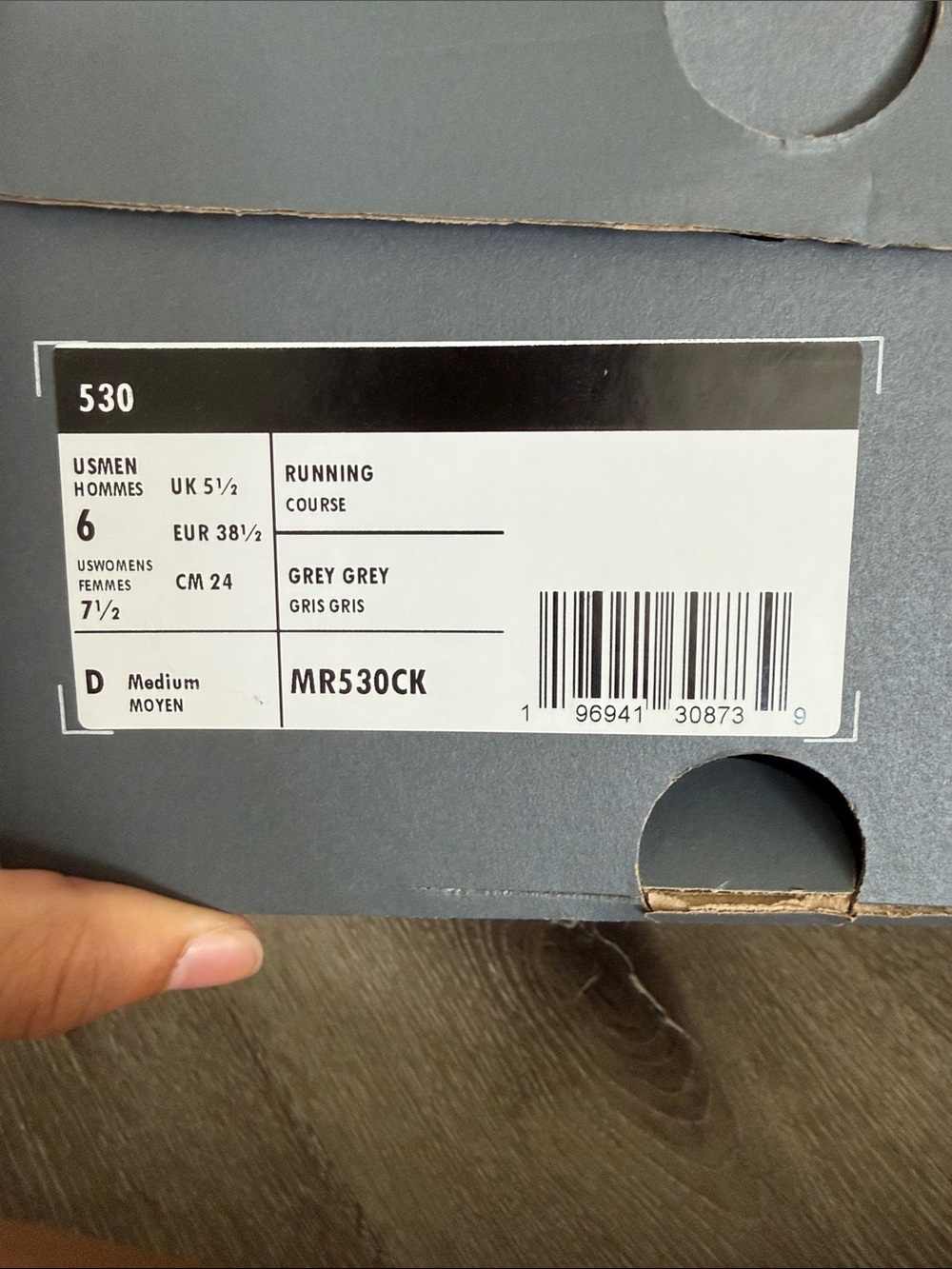 New Balance 530 Light Gray and White Athletic Sneakers - Picture 5 of 5